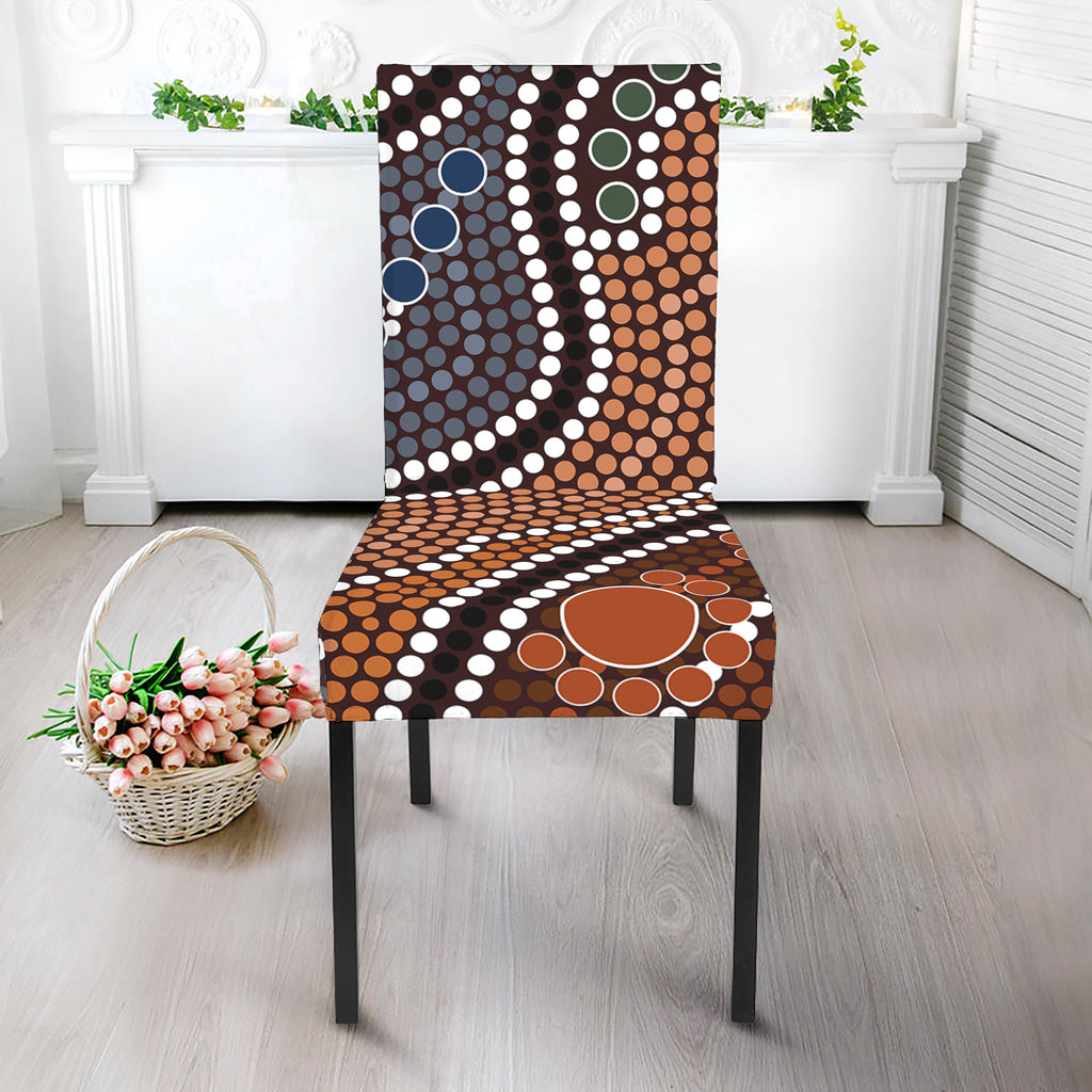 Australia River Aboriginal Dot Print Dining Chair Slipcover