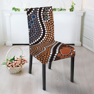 Australia River Aboriginal Dot Print Dining Chair Slipcover