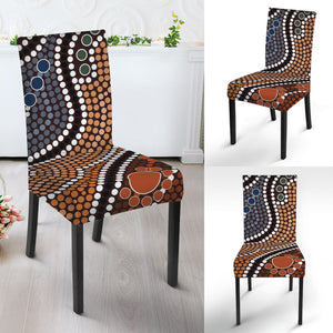 Australia River Aboriginal Dot Print Dining Chair Slipcover