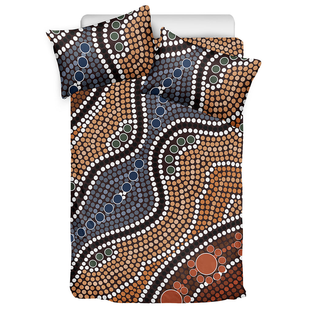 Australia River Aboriginal Dot Print Duvet Cover Bedding Set