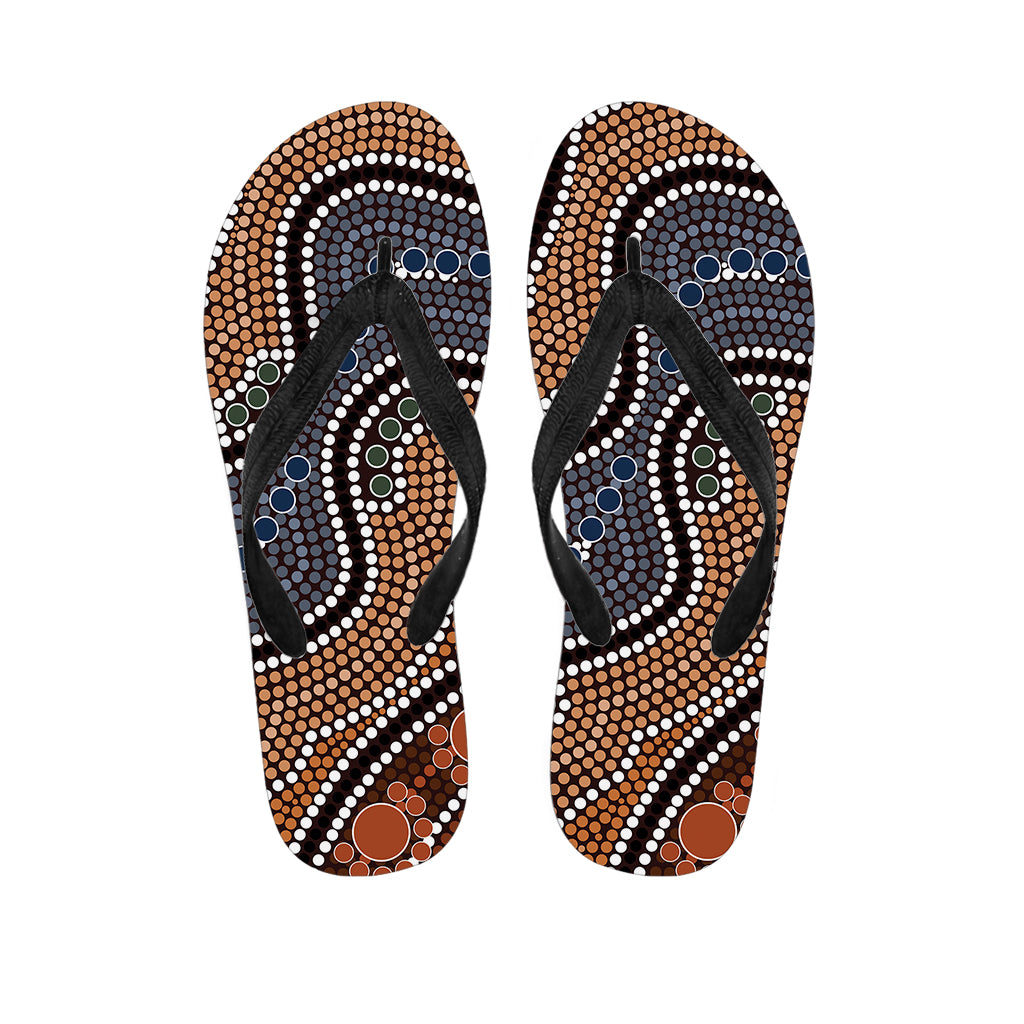 Australia River Aboriginal Dot Print Flip Flops