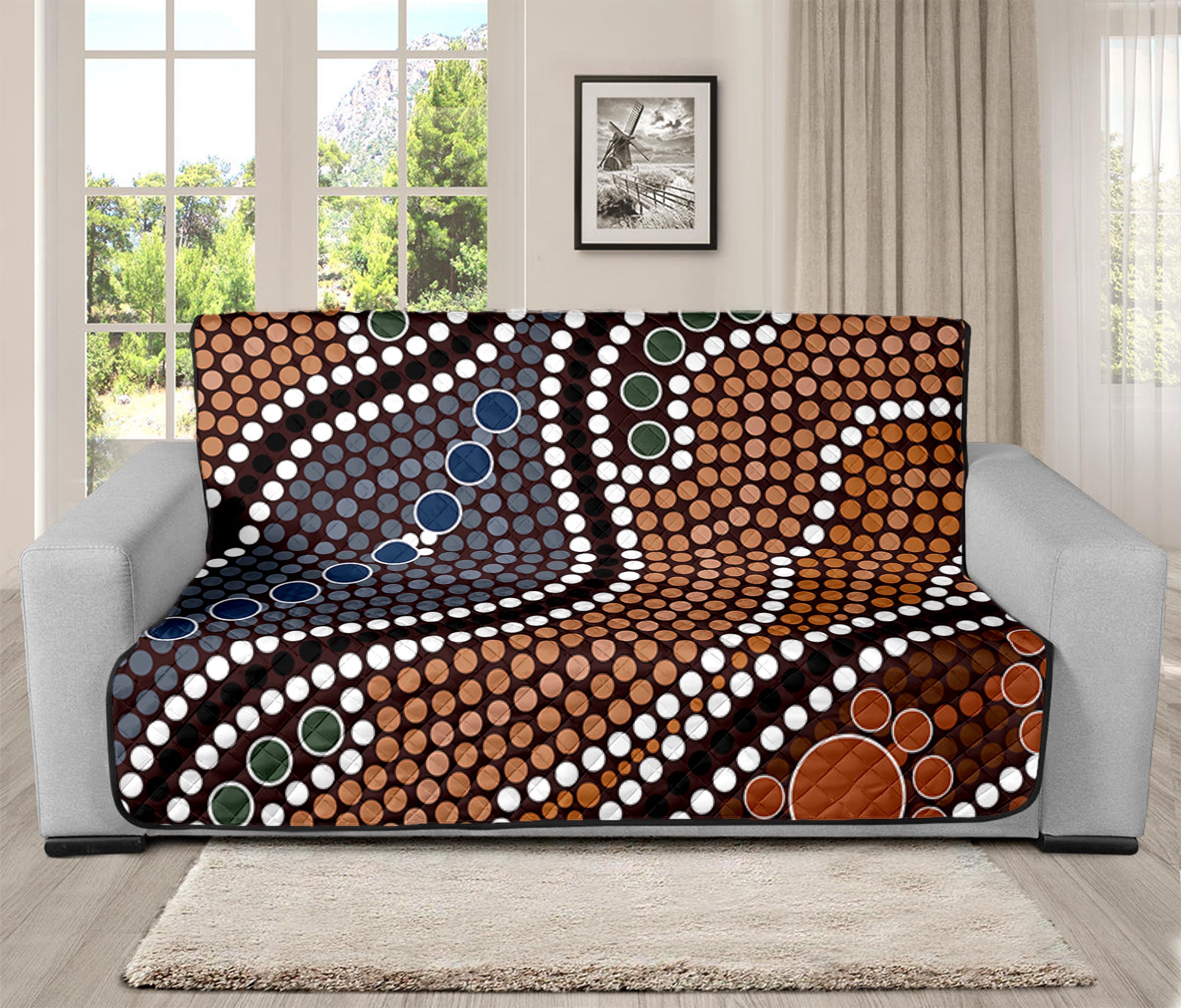 Australia River Aboriginal Dot Print Futon Protector