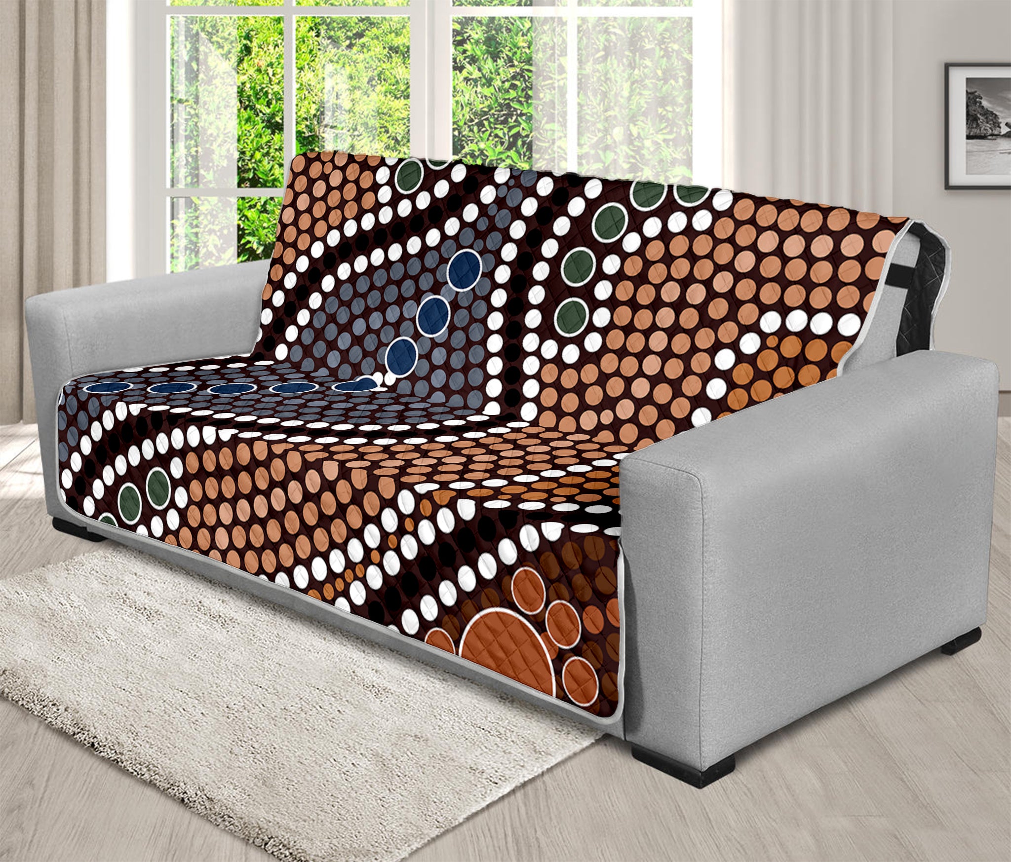 Australia River Aboriginal Dot Print Futon Protector