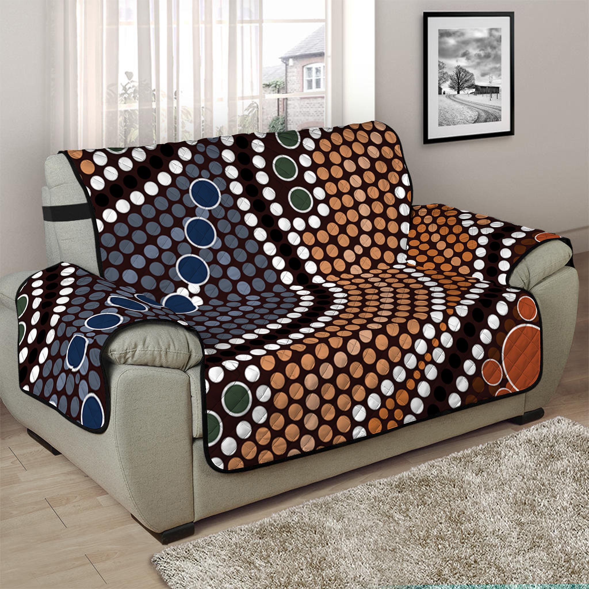 Australia River Aboriginal Dot Print Half Sofa Protector