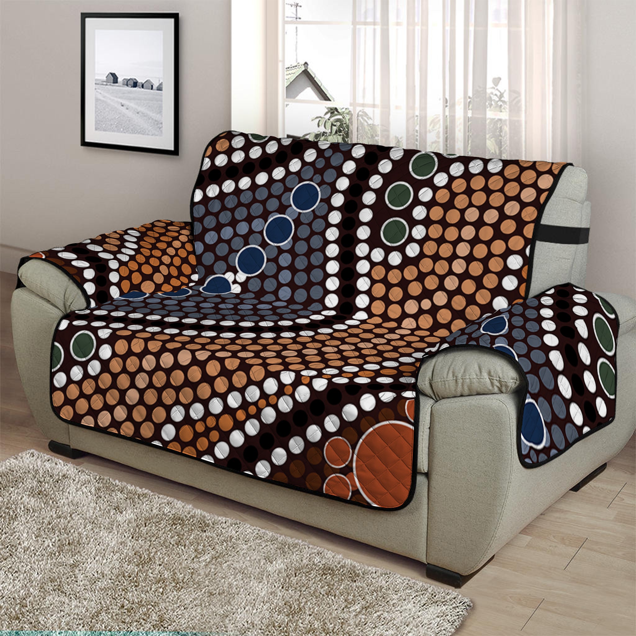 Australia River Aboriginal Dot Print Half Sofa Protector