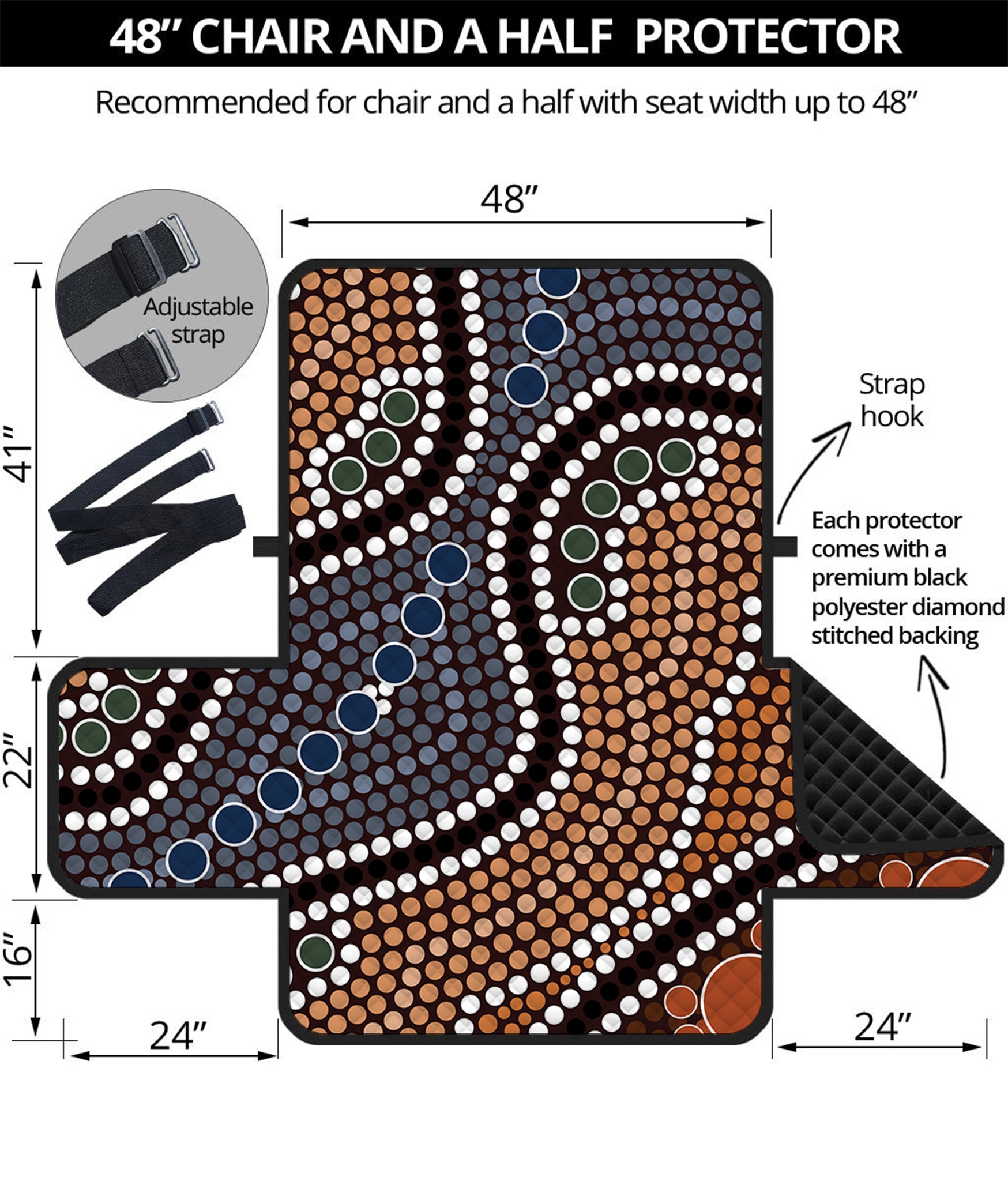 Australia River Aboriginal Dot Print Half Sofa Protector