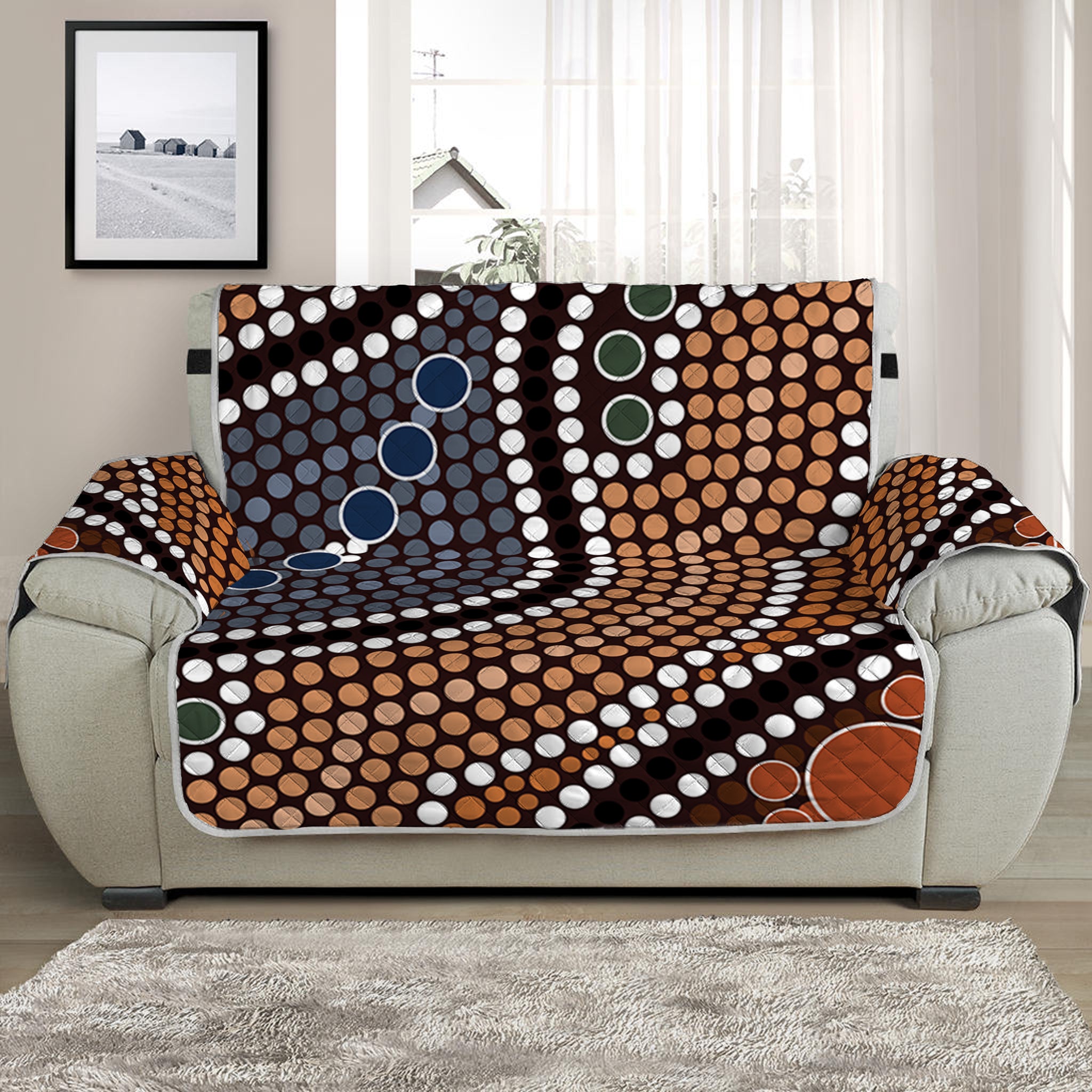 Australia River Aboriginal Dot Print Half Sofa Protector