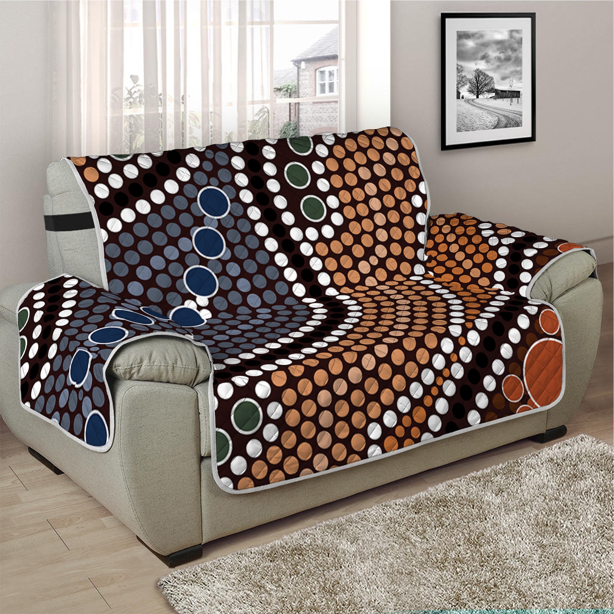 Australia River Aboriginal Dot Print Half Sofa Protector