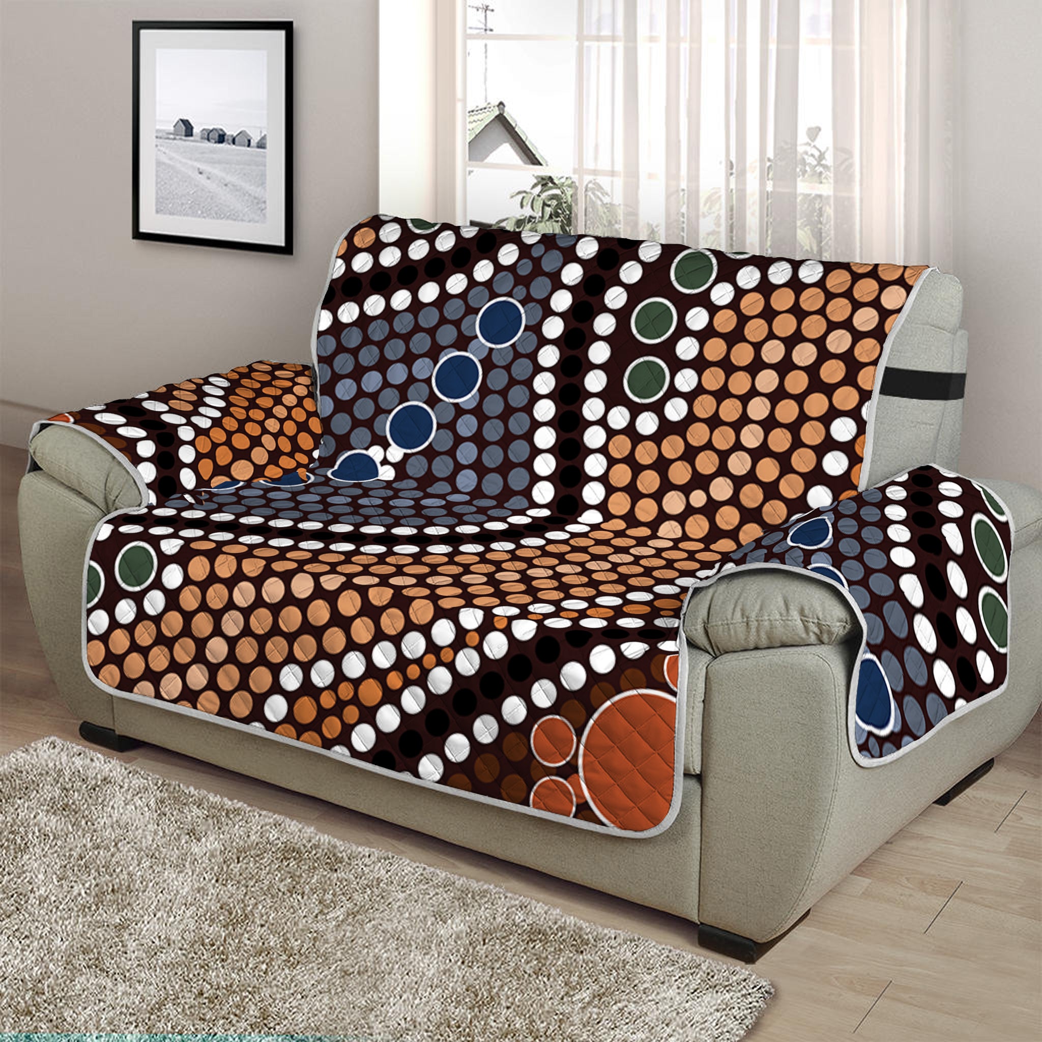 Australia River Aboriginal Dot Print Half Sofa Protector