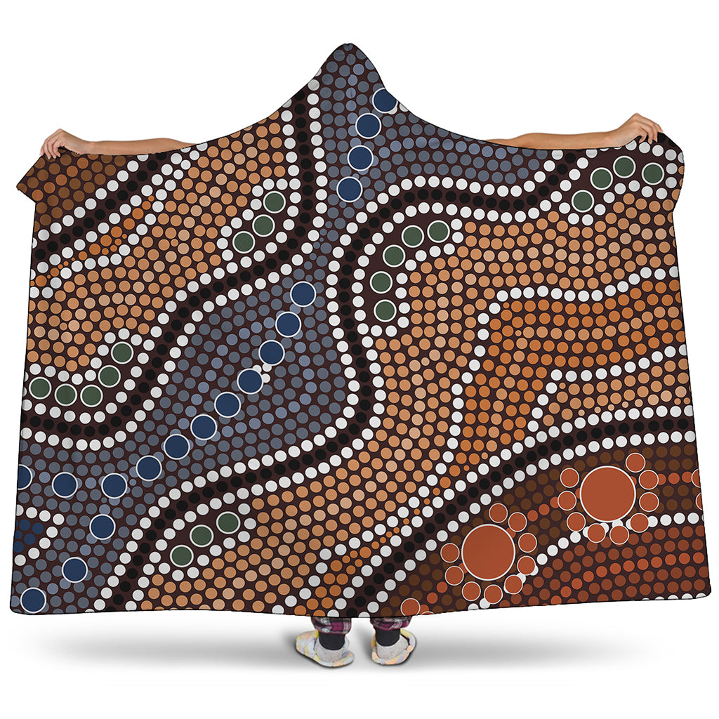 Australia River Aboriginal Dot Print Hooded Blanket