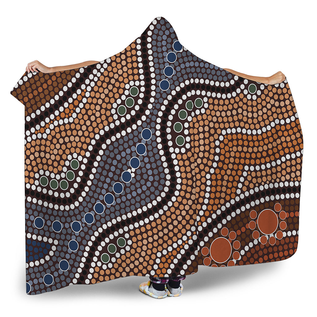 Australia River Aboriginal Dot Print Hooded Blanket