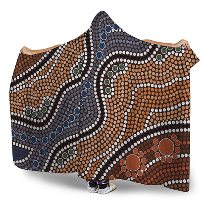 Australia River Aboriginal Dot Print Hooded Blanket