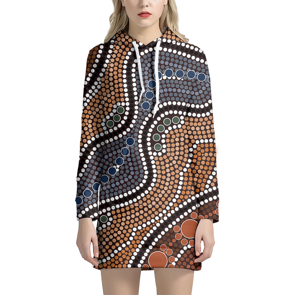 Australia River Aboriginal Dot Print Hoodie Dress