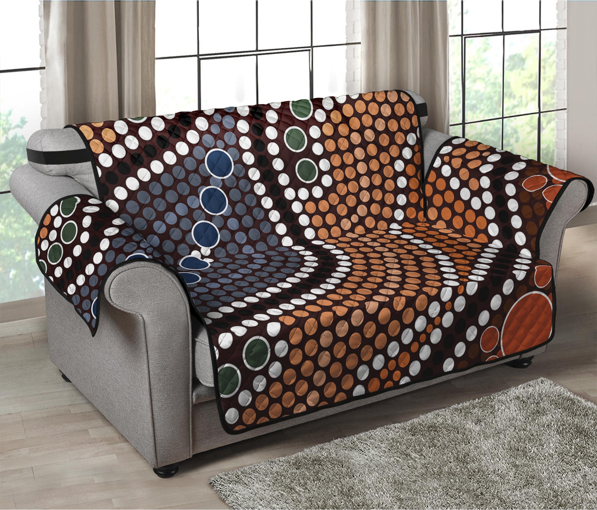 Australia River Aboriginal Dot Print Loveseat Protector