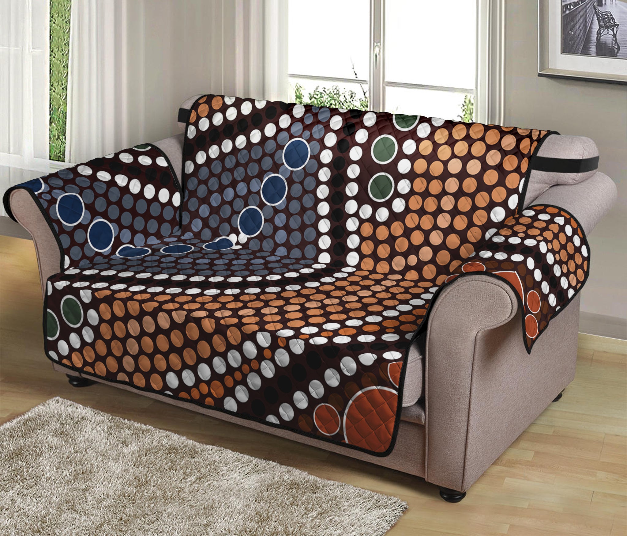 Australia River Aboriginal Dot Print Loveseat Protector