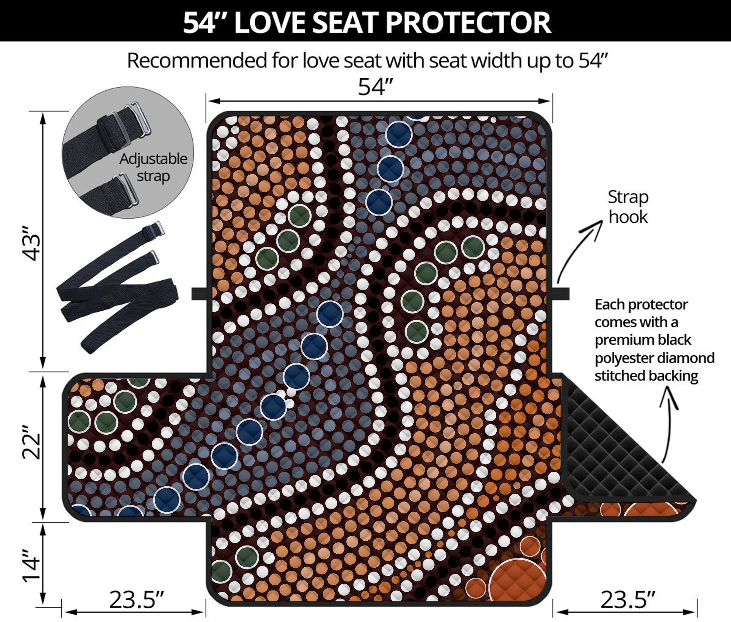 Australia River Aboriginal Dot Print Loveseat Protector