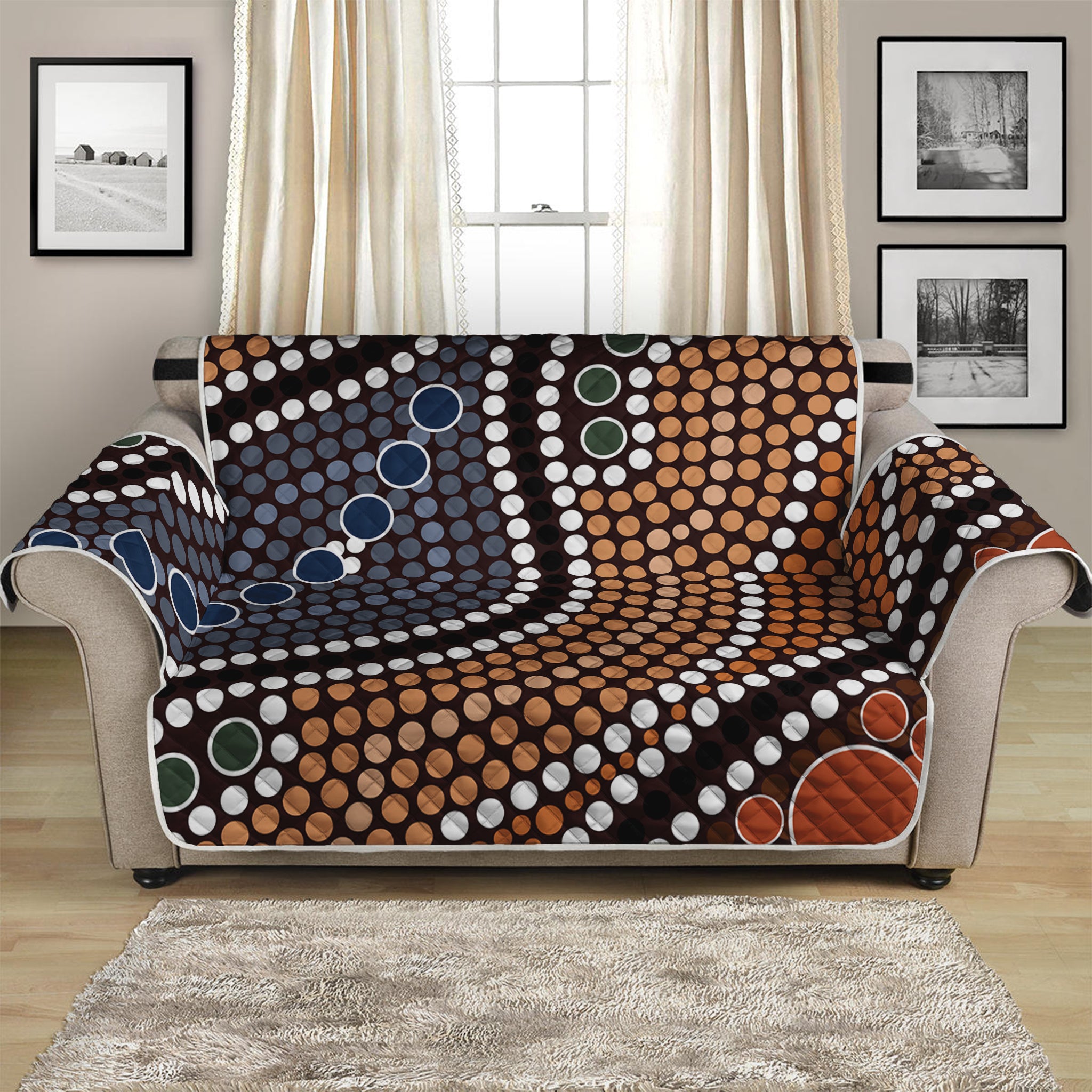 Australia River Aboriginal Dot Print Loveseat Protector