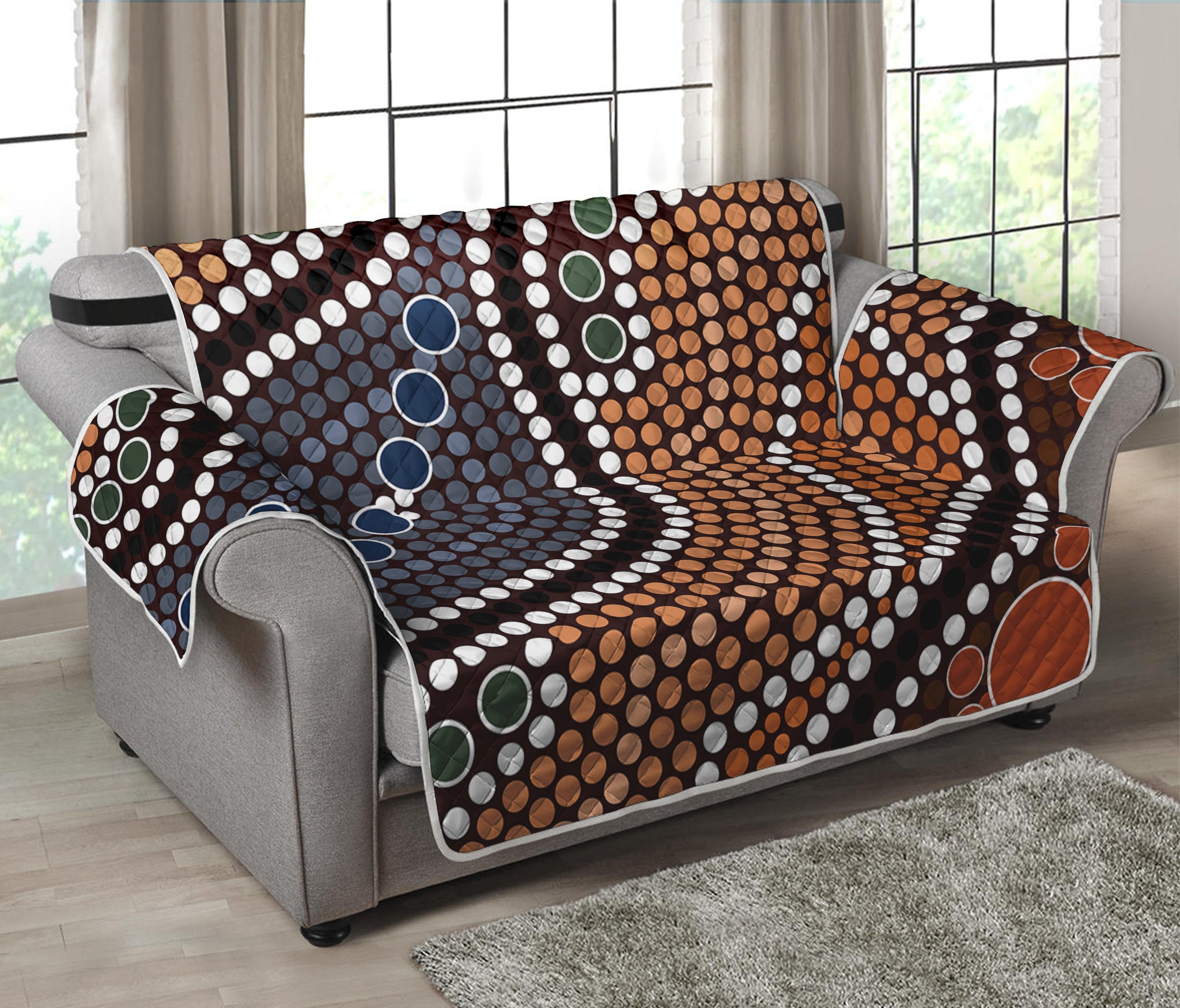 Australia River Aboriginal Dot Print Loveseat Protector