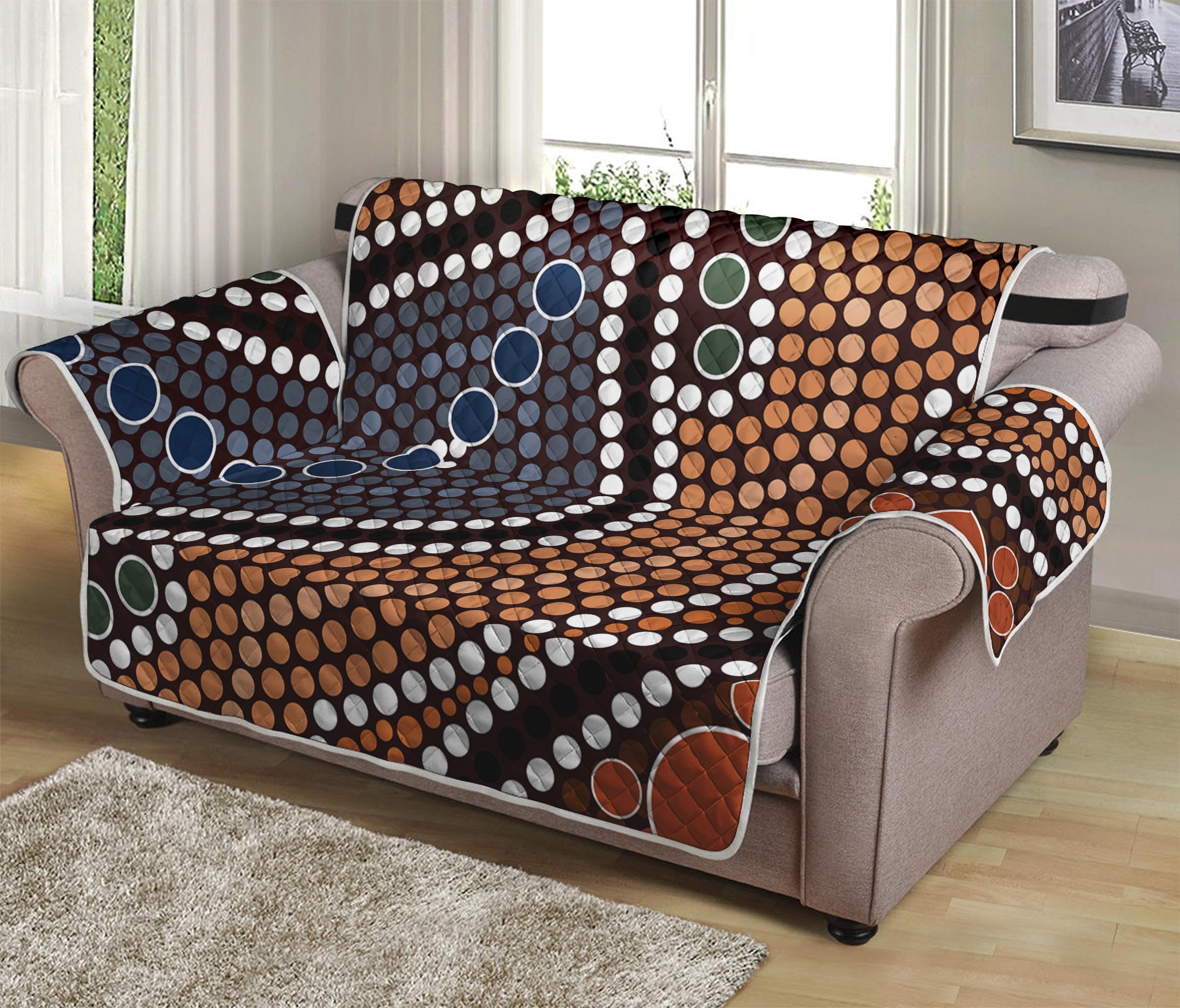 Australia River Aboriginal Dot Print Loveseat Protector