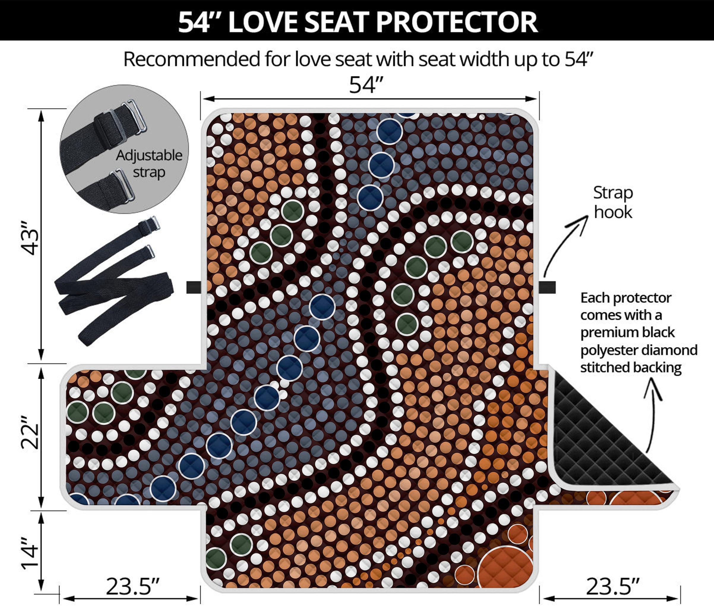 Australia River Aboriginal Dot Print Loveseat Protector