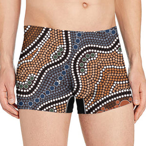 Australia River Aboriginal Dot Print Men's Boxer Briefs