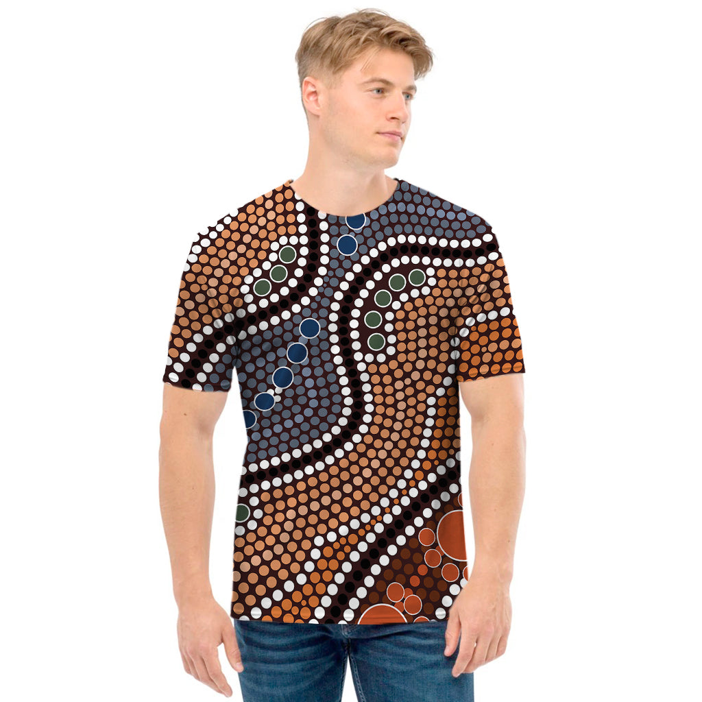 Australia River Aboriginal Dot Print Men's T-Shirt