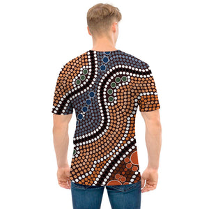 Australia River Aboriginal Dot Print Men's T-Shirt