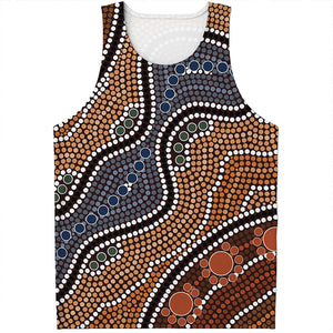 Australia River Aboriginal Dot Print Men's Tank Top