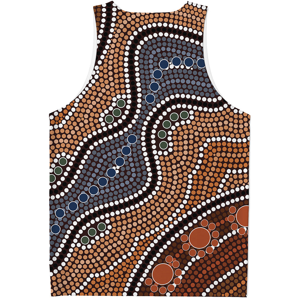 Australia River Aboriginal Dot Print Men's Tank Top