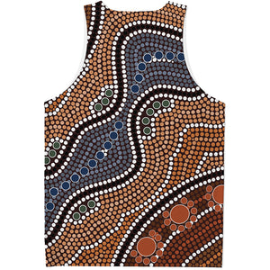 Australia River Aboriginal Dot Print Men's Tank Top