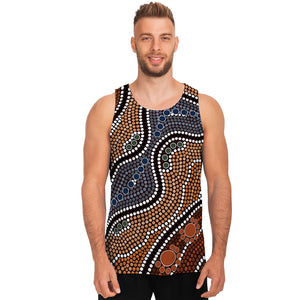 Australia River Aboriginal Dot Print Men's Tank Top