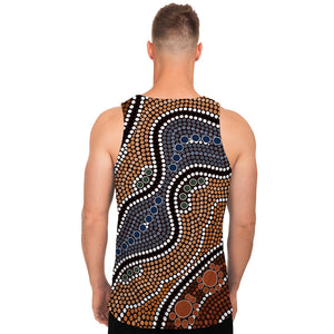 Australia River Aboriginal Dot Print Men's Tank Top