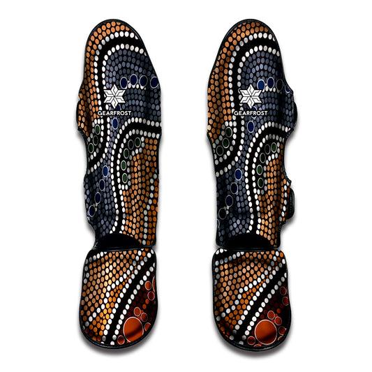 Australia River Aboriginal Dot Print Muay Thai Shin Guard