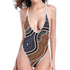 Australia River Aboriginal Dot Print One Piece High Cut Swimsuit