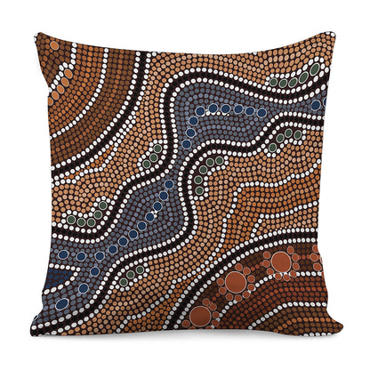 Australia River Aboriginal Dot Print Pillow Cover