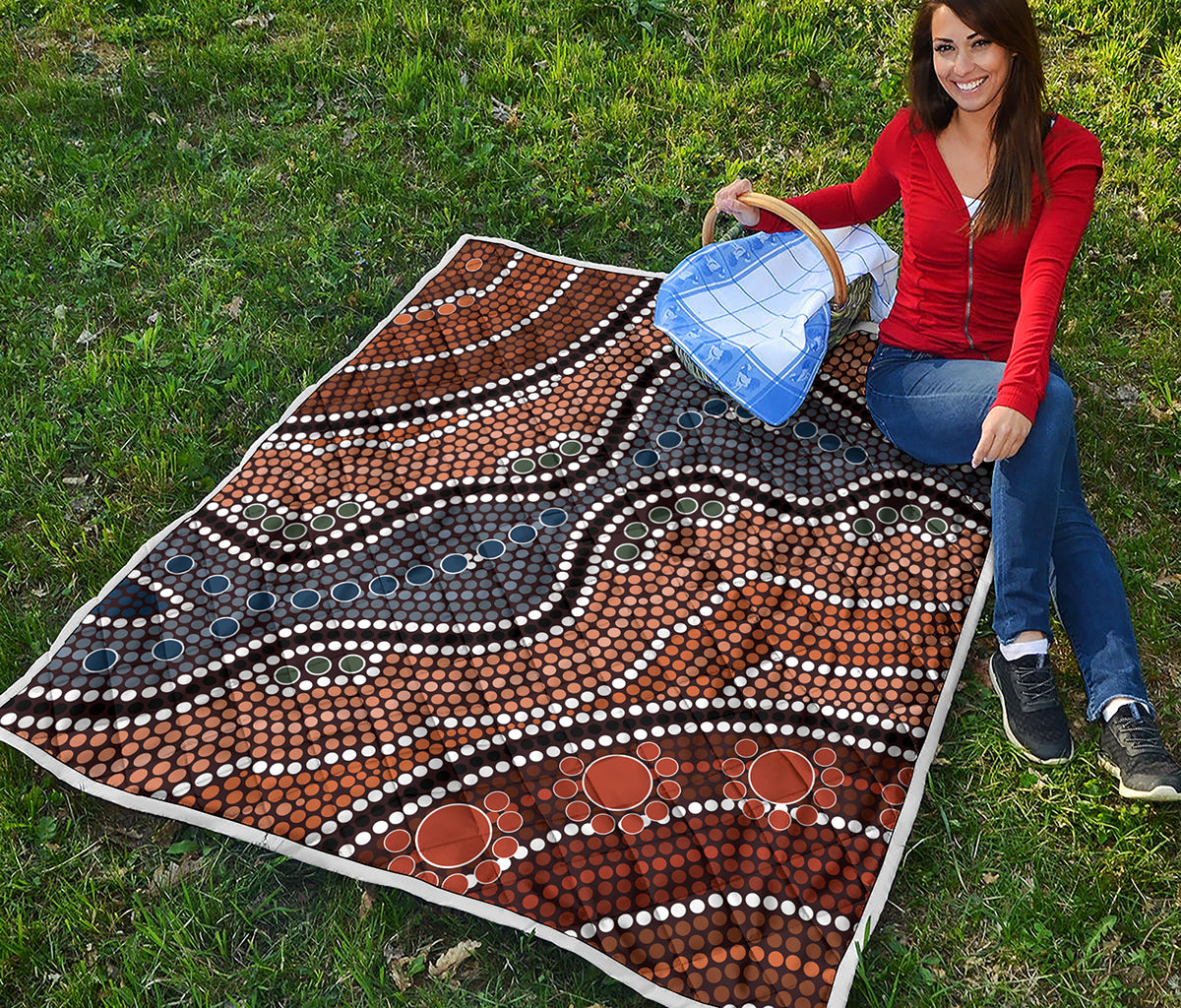 Australia River Aboriginal Dot Print Quilt