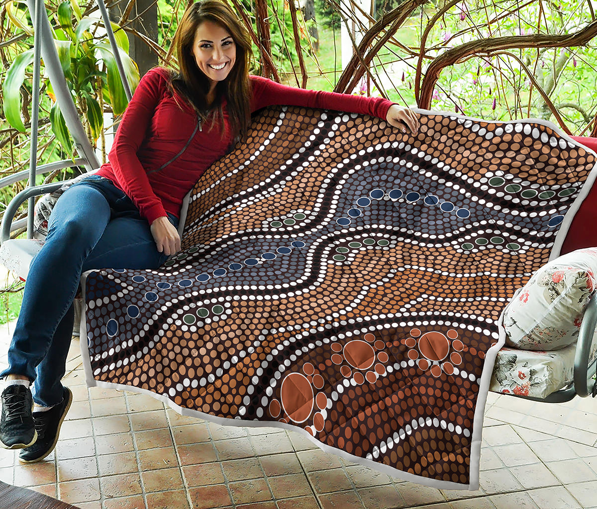 Australia River Aboriginal Dot Print Quilt