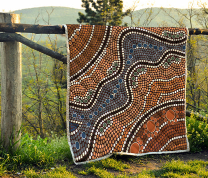 Australia River Aboriginal Dot Print Quilt