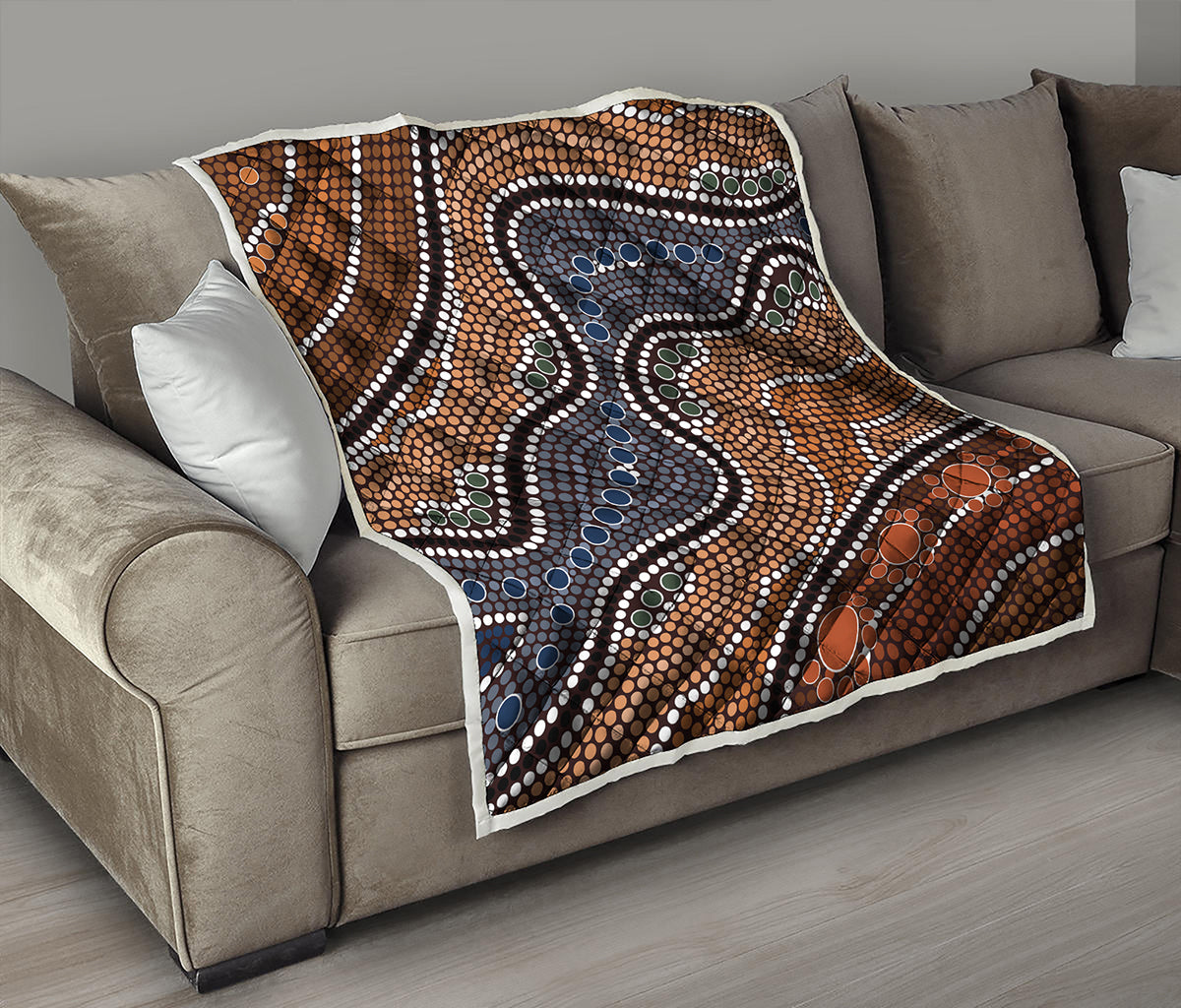 Australia River Aboriginal Dot Print Quilt