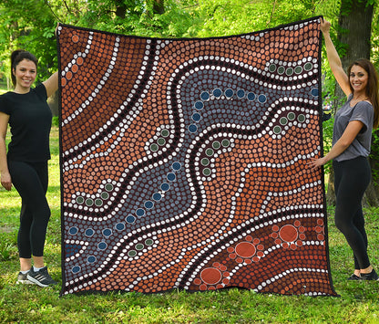 Australia River Aboriginal Dot Print Quilt
