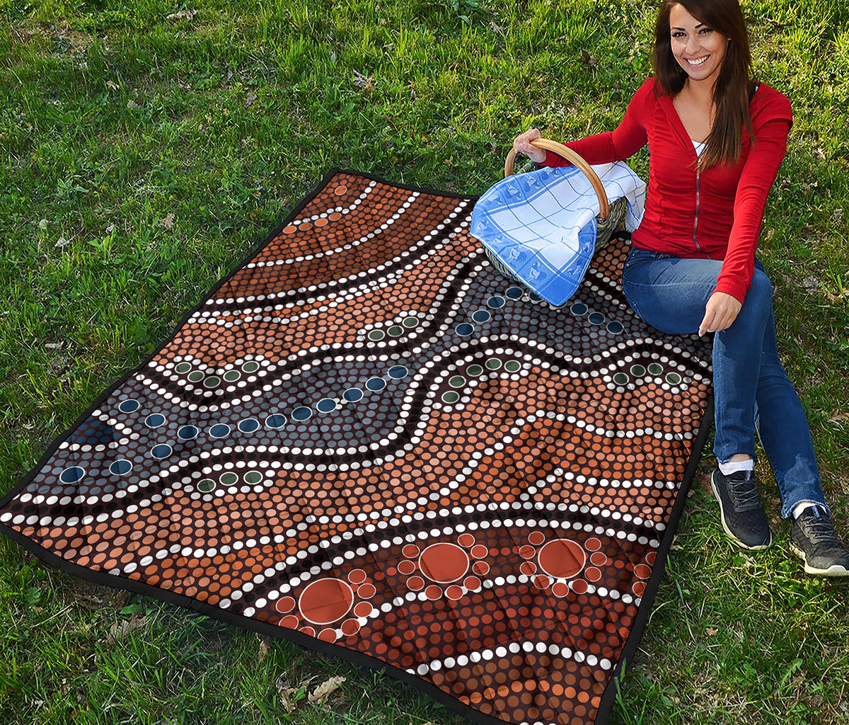 Australia River Aboriginal Dot Print Quilt