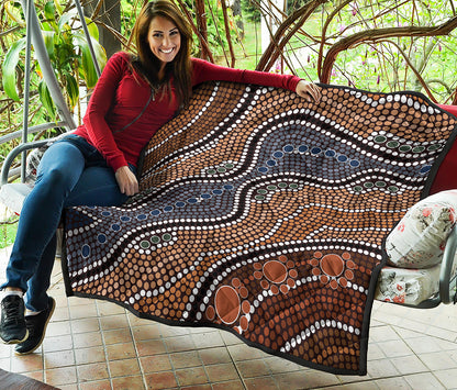 Australia River Aboriginal Dot Print Quilt
