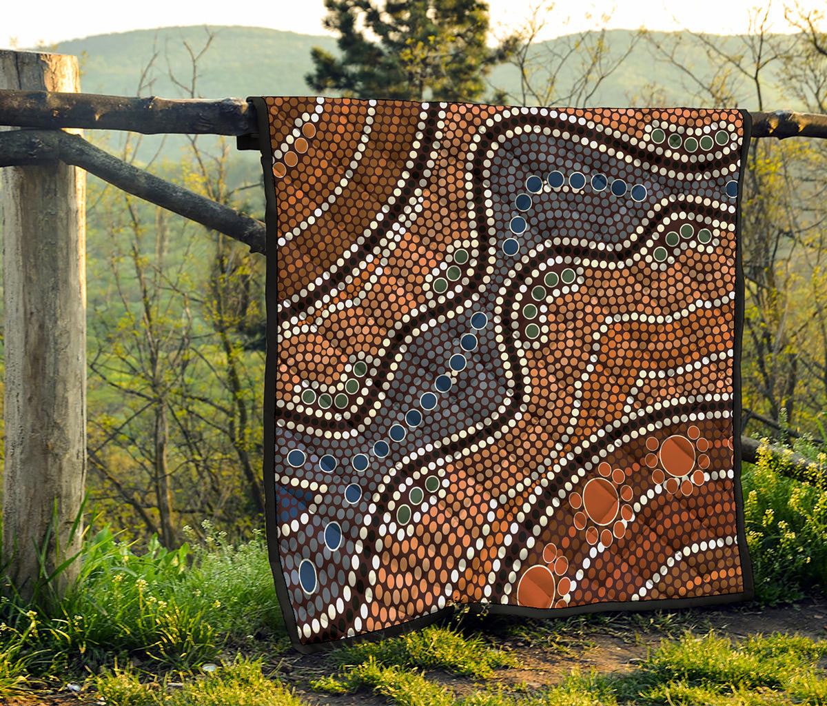 Australia River Aboriginal Dot Print Quilt