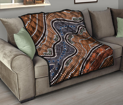 Australia River Aboriginal Dot Print Quilt