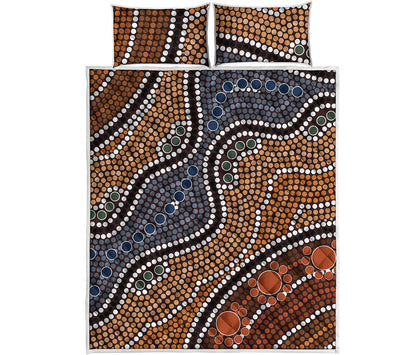 Australia River Aboriginal Dot Print Quilt Bed Set