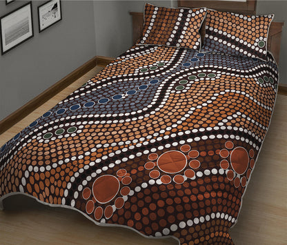 Australia River Aboriginal Dot Print Quilt Bed Set