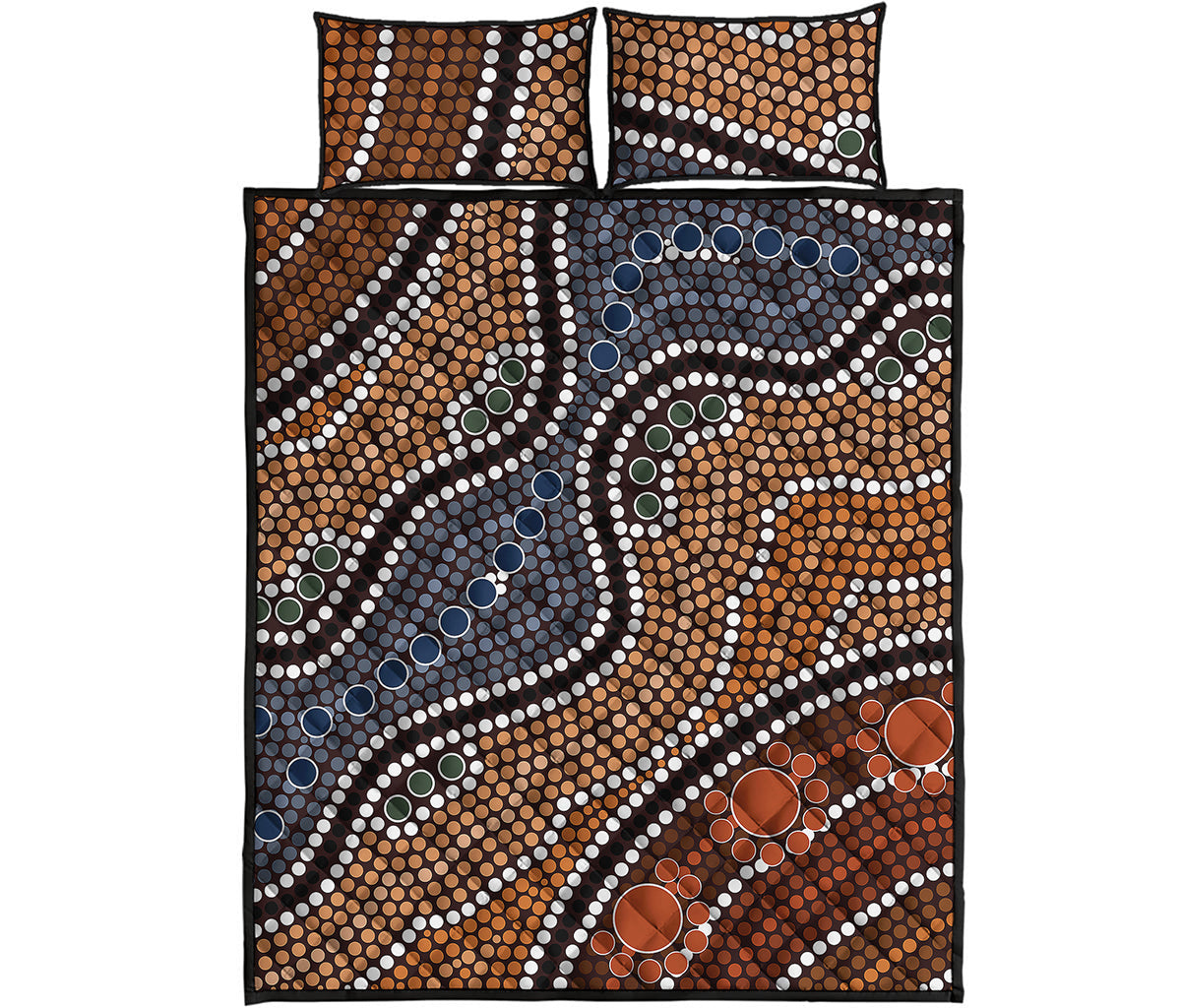 Australia River Aboriginal Dot Print Quilt Bed Set