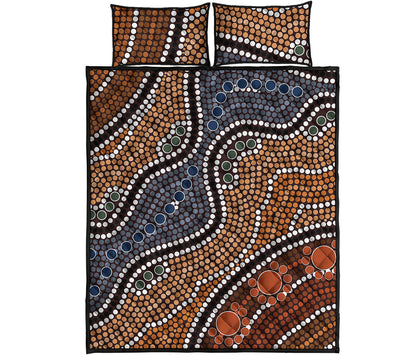 Australia River Aboriginal Dot Print Quilt Bed Set