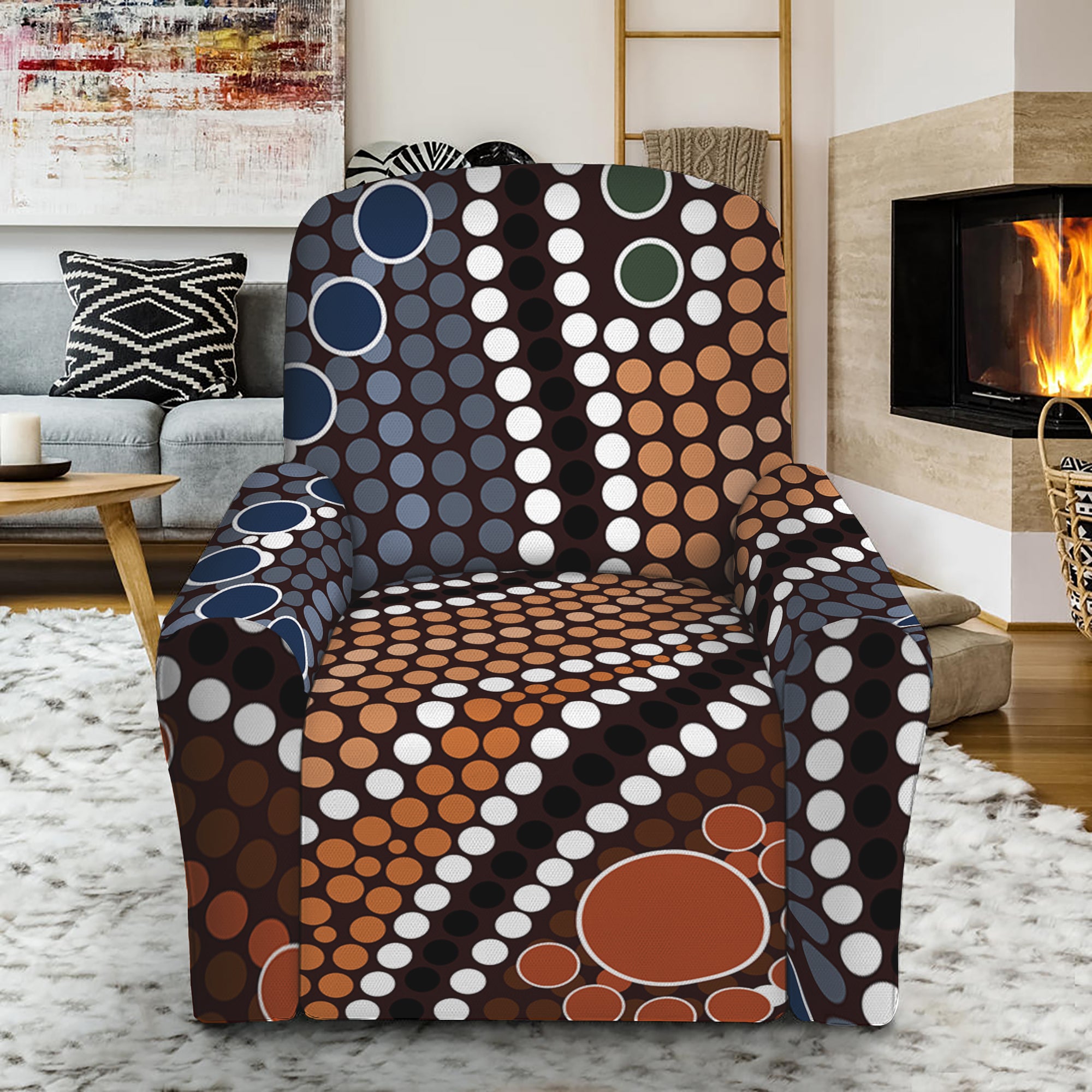 Australia River Aboriginal Dot Print Recliner Slipcover