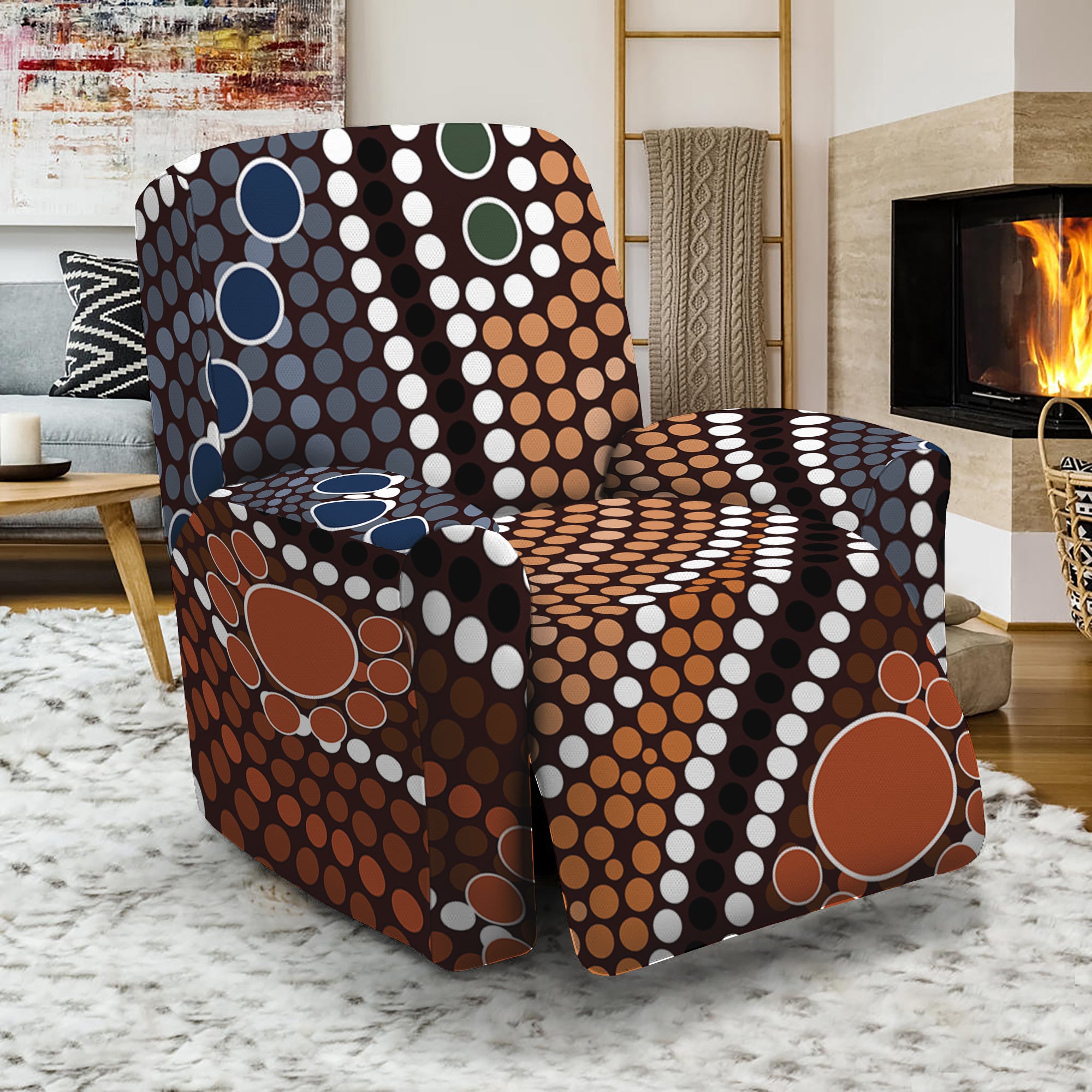 Australia River Aboriginal Dot Print Recliner Slipcover